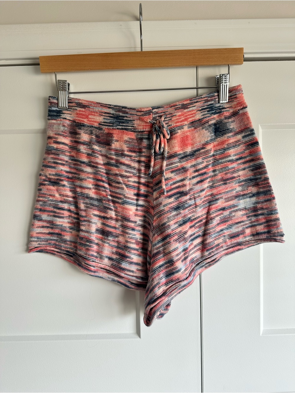 American Eagle Outfitters Coral & Navy Multicolor Knit Drawstring Shorts